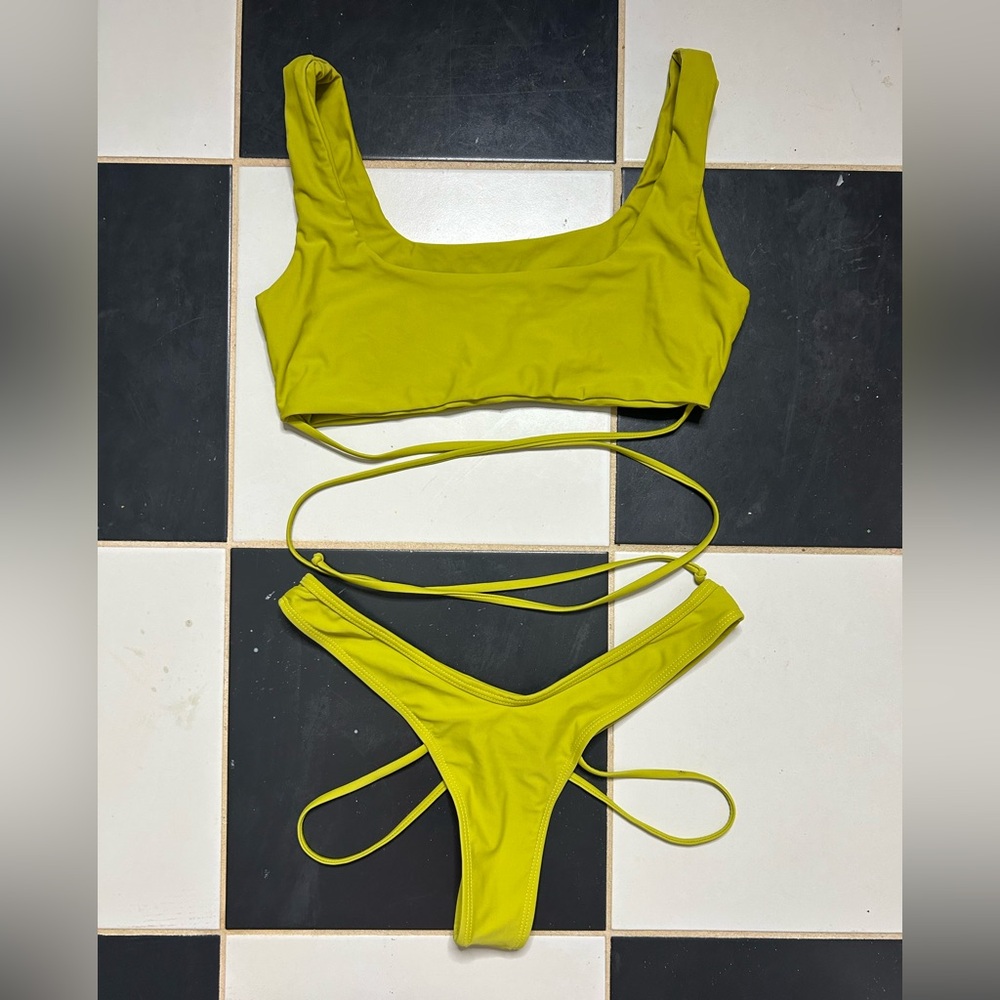 Lime Green Strappy Bikini Set